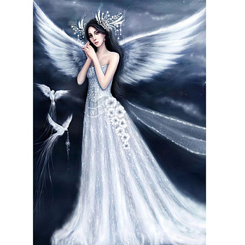 DIY 5D Angel & Fairy Pattern Canvas Diamond Painting Kits, with Resin Rhinestones, Sticky Pen, Tray Plate, Glue Clay, for Home Wall Decor Full Drill Diamond Art Gift, Angel & Fairy Pattern, 40x30x0.03cm