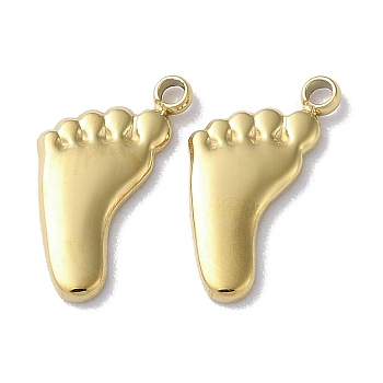 304 Stainless Steel Pendants, Footprint Charm, Real 18K Gold Plated, 12x7x1mm, Hole: 1mm