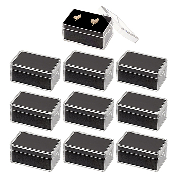 Acrylic Jewelry Storage Box, Visual Box with Sponge Inside, Rectangle, Black, 5.7x3.7x2.8cm