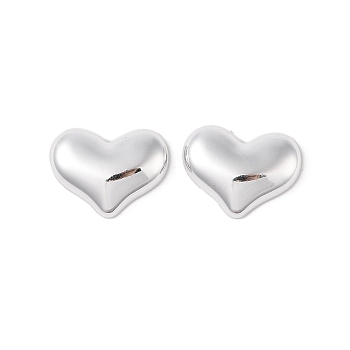 CCB Plastic Cabochons, Heart, Platinum, 15.5x21x5mm