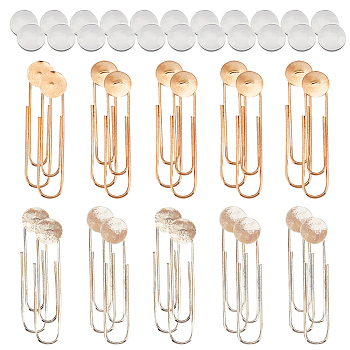 DIY Blank Dome Safety Pin Brooch Making Kit, Including Alloy Brooch Base Settings, Glass Cabochons, Platinum & Light Gold, 10Pcs/box