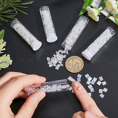 528Pcs 2 Style 2-Hole Transparent Glass Seed Beads(SEED-NB0001-52)-3