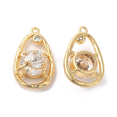 Real 18K Gold Plated Clear Avocado Brass+Cubic Zirconia Pendants