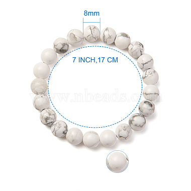 SUNNYCLUE Natural Howlite Round Beads Stretch Bracelets(BJEW-PH0001-8mm-08)-3
