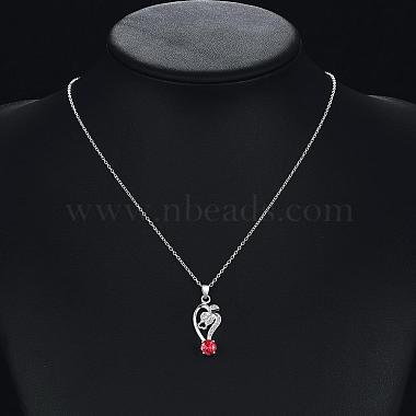 Silver Plated Brass Cubic Zirconia Heart Pendant Necklaces(BB03284-A)-5