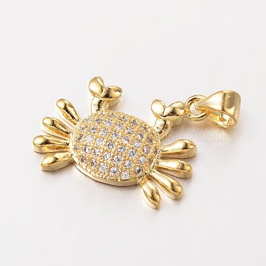 Crab Brass Micro Pave Cubic Zirconia Charms(ZIRC-L035-65-FF)-2