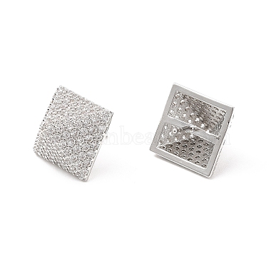 Clear Cubic Zirconia Pyramid Stud Earrings(EJEW-P213-04P)-2