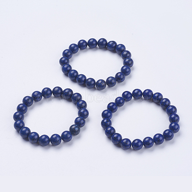 Lapis naturelles bracelets élastiques en perles lazuli(BJEW-I253-10mm-09)-2