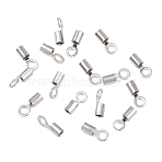 304 Stainless Steel Fold Over Crimp Cord Ends, Column Cord End Caps Clamps Tubes for Jewelry Making, Stainless Steel Color, 7x2.3mm, Hole: 1.7mm, Inner Diameter: 1.5mm(STAS-P434-05C-P)