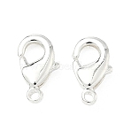 Brass Lobster Claw Clasps, Long-Lasting Plated, Lead Free & Cadmium Free, Rack Plating, 925 Sterling Silver Plated, 10x6x2.5mm, Hole: 1.1mm(KK-H532-17A-S)
