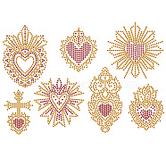 Glass Hotfix Rhinestone, Iron on Appliques, Costume Accessories, for Clothes, Bags, Pants, Religion Sacred Heart, 297x210mm(DIY-WH0303-274)
