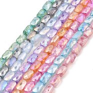 Imitation Jade Glass Beads Strands, AB Color Plated, Faceted, Rectangle, Mixed Color, 7x4.5x3mm, Hole: 1mm, about 70pcs/strand, 19.21''(48.8cm)(GLAA-P058-04A)