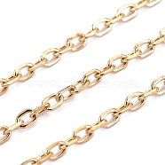 304 Stainless Steel Cable Chains, Soldered, with Spool, Golden, 2x1.5x0.3mm, about 32.8 Feet(10m)/roll(CHS-F011-13A-G)