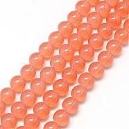 Baking Painted Glass Beads Strands, Imitation Opalite, Round, Coral, 6mm, Hole: 1.3~1.6mm, about 133pcs/strand, 31.4 inch(DGLA-Q023-6mm-DB28)