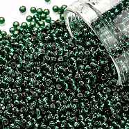TOHO Round Seed Beads, Japanese Seed Beads, (36) Silver Lined Green Emerald, 11/0, 2.2mm, Hole: 0.8mm, about 1103pcs/10g(X-SEED-TR11-0036)