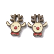 Christmas Theme Opaque Resin Cabochons, DIY Accessories, Deer, Coffee, 27.5x24.5x7mm(RESI-G029-A03)