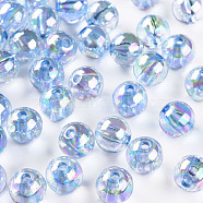 Transparent Acrylic Beads, AB Color Plated, Round, Cornflower Blue, 10x9mm, Hole: 2mm, about 940pcs/500g(MACR-S370-B10mm-749)