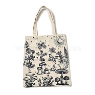 Printed Canvas Women's Tote Bags, with Handle, Shoulder Bags for Shopping, Rectangle, Mushroom, 61cm(ABAG-C009-02A)