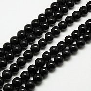 Natural Malaysia Jade Bead Strands, Round Dyed Beads, Black, 6mm, Hole: 1m, about 64pcs/strand, 15 inch(X-G-M099-6mm-01)