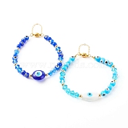 Handmade Lampwork Evil Eye Beaded Bracelets, with Faceted Glass Beads and Brass Magnetic Clasp, Mixed Color, Inner Diameter: 2-1/2 inch(6.2-~7cm), 2Pcs/set(BJEW-JB06380)