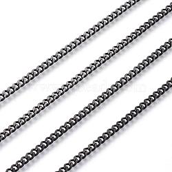 304 Stainless Steel Twisted Chains Curb Chains, Unwelded, with Spool, Faceted, Electrophoresis Black, 3x2x0.6mm, about 32.8 Feet(10m)/roll(CHS-H007-39B)