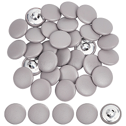 30Pcs Imitation Leather Snap Bottons, with Aluminum Findings, Flat Round, Silver, 28.5x11mm, Hole: 2.5mm(BUTT-NB0001-90D)