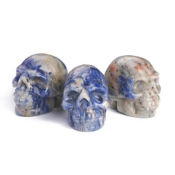 Natural Sodalite Display Decorations, No Hole/Undrilled, Skull, 24~26x29~31x37~40mm(DJEW-J004-02C)