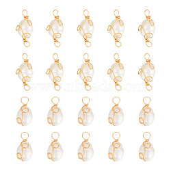 DIY Jewelry Making Finding Kit, Including Grade AA Natural Pearl Pendants & Connector Charms, with Copper Wire Wrapped, Golden, 16.5~23x8.5~9x7~8mm, Hole: 3~3.5mm, 20Pcs/box(FIND-HY0003-32)