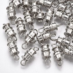 Iron Screw Clasps, Nickel Free, Platinum, 14x5mm, Hole: 1.8mm(IFIN-T007-28P-NF)