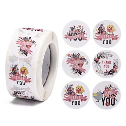 1 Inch Thank You Self-Adhesive Paper Gift Tag Stickers, for Party, Decorative Presents, Flat Round, Word, 25mm, 500pcs/roll(DIY-E027-A-02)