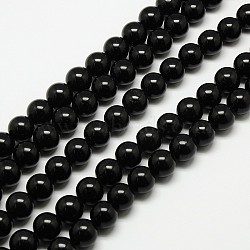 Natural Malaysia Jade Bead Strands, Round Dyed Beads, Black, 6mm, Hole: 1m, about 64pcs/strand, 15 inch(X-G-M099-6mm-01)