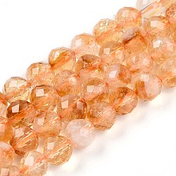 Natural Yellow Quartz Beads Strands, Round with Faceted, 5.6~6.5mm, Hole: 0.8mm, about 32~33pcs/strand, 7.60~7.83''(19.3~19.9cm)(G-S345-6mm-18)