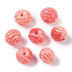 Synthetic Shell Dyed Carved Beads, Turtle Shell Shape, Light Coral, 11x9mm, Hole: 1.4mm(SHEL-H005-30)