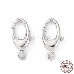 Rhodium Plated 925 Sterling Silver Swivel Clasps, Oval, Platinum, 15.5x8x4mm, Hole: 1.8mm(STER-K173-23P)
