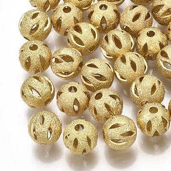 Brass Filigree Beads, Filigree Ball, Round, Textured, Round, Real 18K Gold Plated, 8mm, Hole: 1.6mm