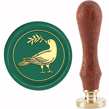Brass Wax Seal Stamp with Handle, for DIY Scrapbooking, Pigeon Pattern, 89x30mm