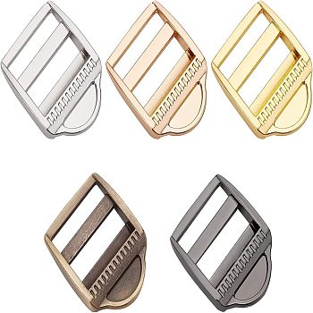 Olycraft 5Pcs 5 Colors Zinc Alloy Ladder Lock SliderBuckle, Adjustable Webbing Strap Release Buckles, for Backpack Strap Accessories, Mixed Color, 39.5x31x7mm, Hole: 25x5mm, 1pc/color