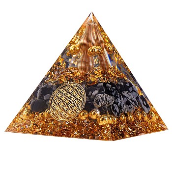 Black Stone Crystal Pyramid Decorations, Healing Angel Crystal Pyramid Stone Pyramid, for Healing Meditation, 60x60x65mm