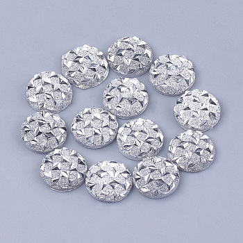 Resin Cabochons, Half Round, Silver, 12x3~3.5mm