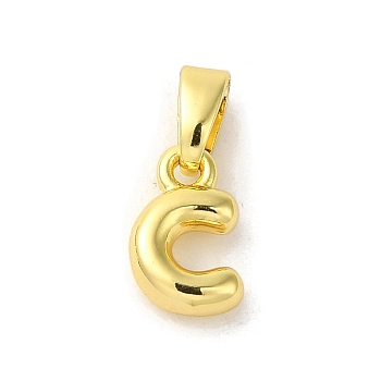 Rack Plating Brass Charms, Real 18K Gold Plated, Long-Lasting Plated, Cadmium Free & Lead Free, Letter C, 9.5x6x2.5mm, Hole: 5x2.5mm