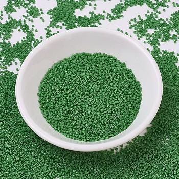 MIYUKI Delica Beads Small, Cylinder, Japanese Seed Beads, 15/0, (DBS0724) Opaque Green, 1.1x1.3mm, Hole: 0.7mm, about 3500pcs/10g