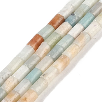 Natural Flower Amazonite Beads Strands, Column, 7.5~8.5x5~6mm, Hole: 1mm, about 45~46pcs/strand, 14.69~15.04 inch(37.3~38.2cm)