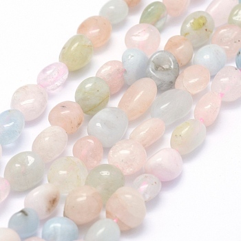 Natural Morganite Beads Strands, Oval, 5~12x6~9x4~7mm, Hole: 1mm, about 50~53pcs/strand, 15.3 inch~15.7 inch