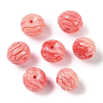 Synthetic Shell Dyed Carved Beads, Turtle Shell Shape, Light Coral, 11x9mm, Hole: 1.4mm