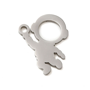 Non-Tarnish 304 Stainless Steel Charms, Laser Cut, Stainless Steel Color, Astronaut, 14x12x1mm, Hole: 1mm