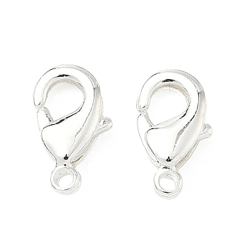 Brass Lobster Claw Clasps, Long-Lasting Plated, Lead Free & Cadmium Free, Rack Plating, 925 Sterling Silver Plated, 10x6x2.5mm, Hole: 1.1mm