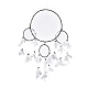 Handmade Round Cotton Woven Net/Web with Feather Wall Hanging Decoration(HJEW-G015-06B)-1