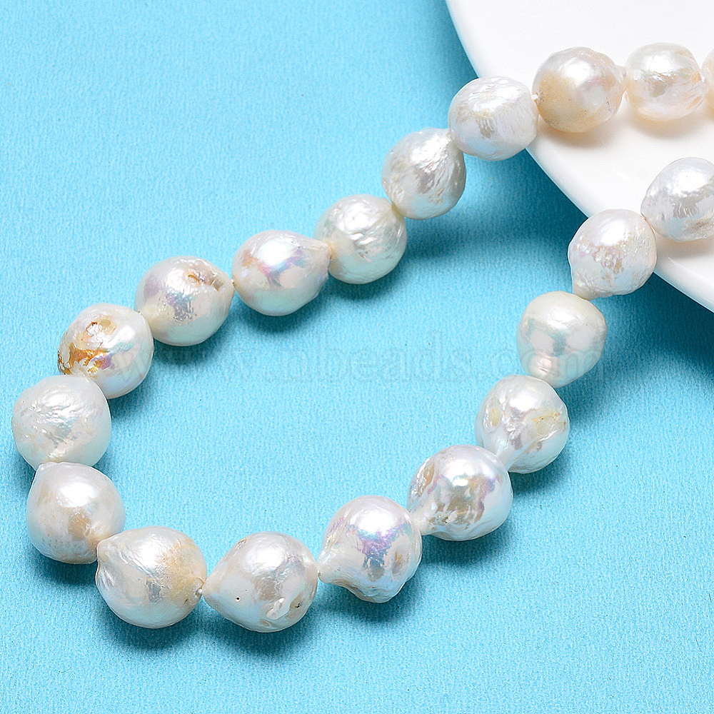 --15 inches 9-12mm genuine pearl---Sale Baroque Pearl Good Quality Ivory white Full strand