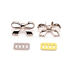 Zinc Alloy Bowknot Shoe Buckle Clips, Platinum, Bowknot: 18x29.5x6.8mm, Gasket: 19x12x0.8mm, Hole: 6x2mm, 2pcs/set(FIND-WH0103-04P)