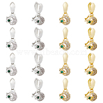 16Pcs 2 Colors Brass Micro Pave Cubic Zirconia Ice Pick Pinch Bails, Moon & Star, Long-Lasting Plated, Platinum & Golden, Moon: 6x7.5x5mm, Hole: 2.5x3mm, Pinch Bails: 7.5x3mm, Pin: 2mm, 8Pcs/color(ZIRC-HY0001-08)